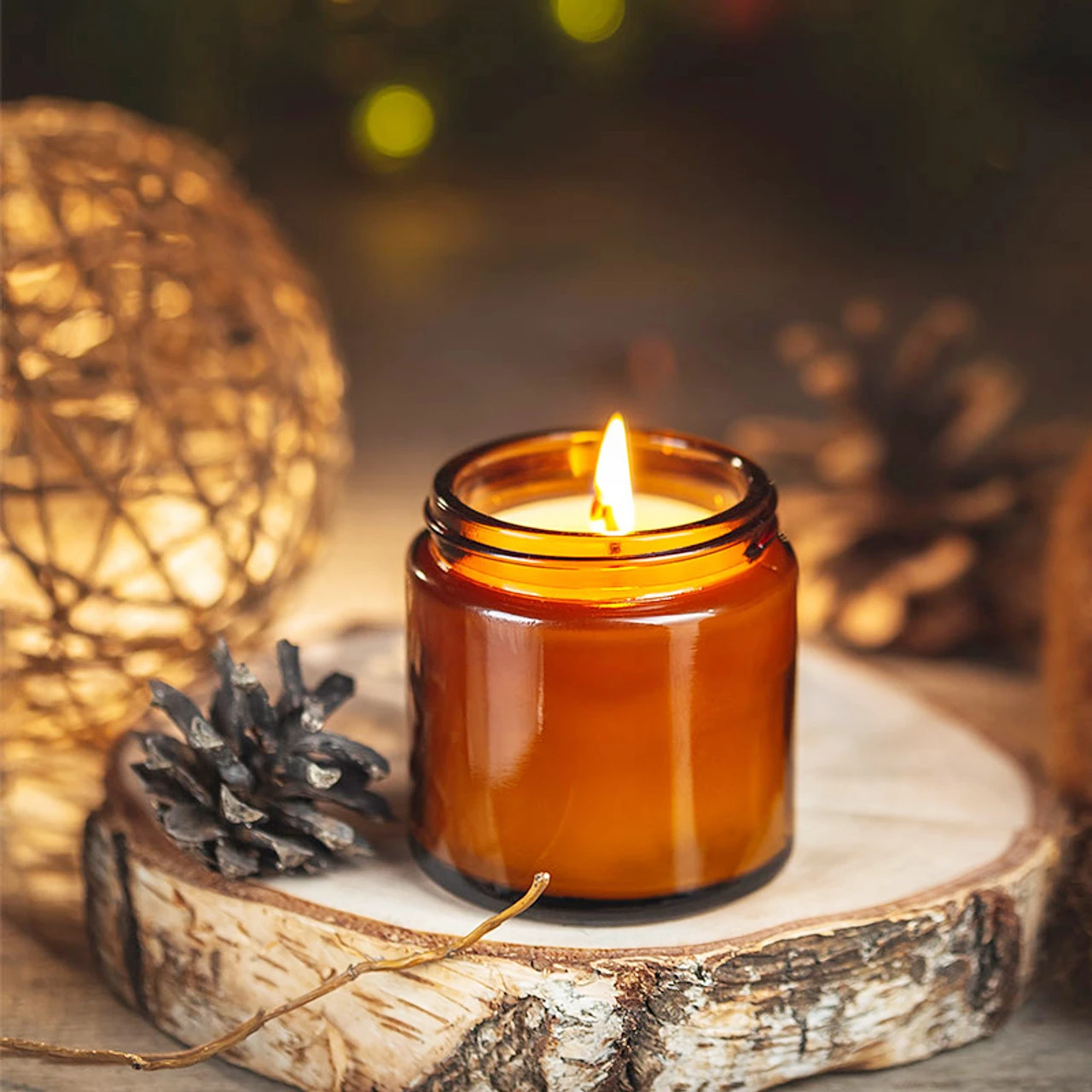 Amber Jar Candle - Stoples Lilin Kaca, Stoples Kaca Bulat