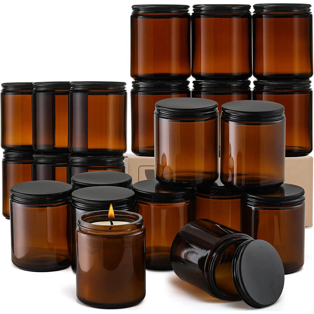 Amber Jar Candle - Stoples Kaca Amber 8oz dengan Tutup