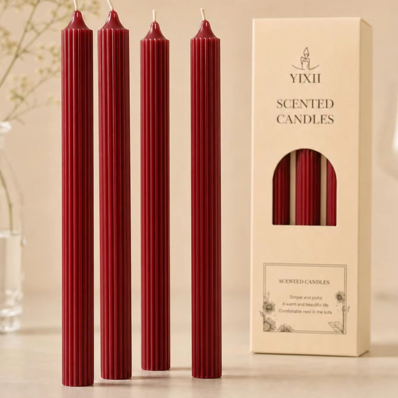 Home Fragrance Red Wine - 4pcs Set Lilin Aromaterapi Warna Merah