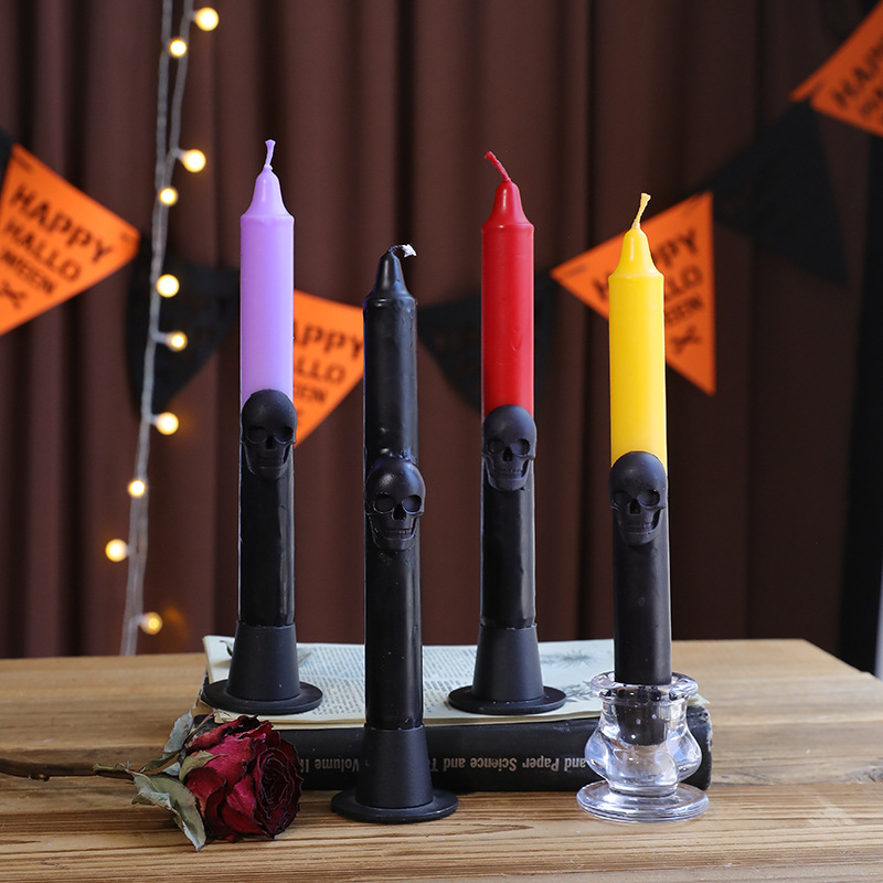 Beeswax Taper Candle - Lilin Lancip Tengkorak Gotik Lilin Hitam