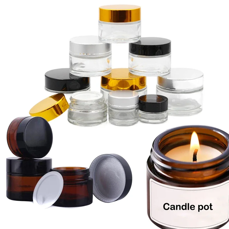 Amber Jar Candle - 5 Buah Pot Krim Kaca Bulat