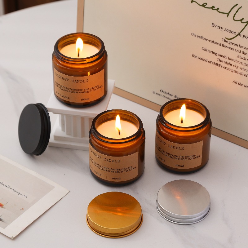 Lilin Aromaterapi Kedelai Ambe - Amber Jar Candle ulasan dan harga