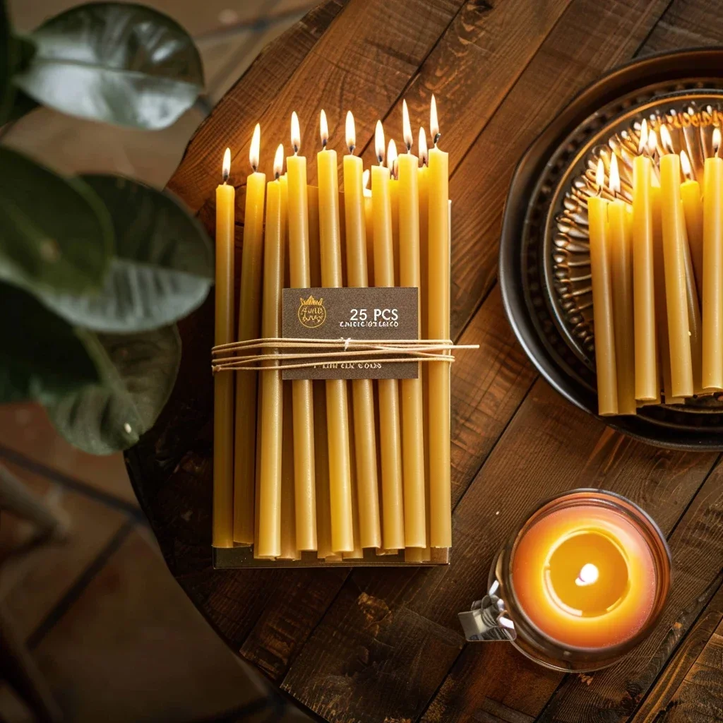 25 buah/1 Pak lilin Hanukkah l - Beeswax Taper Candle ulasan dan harga