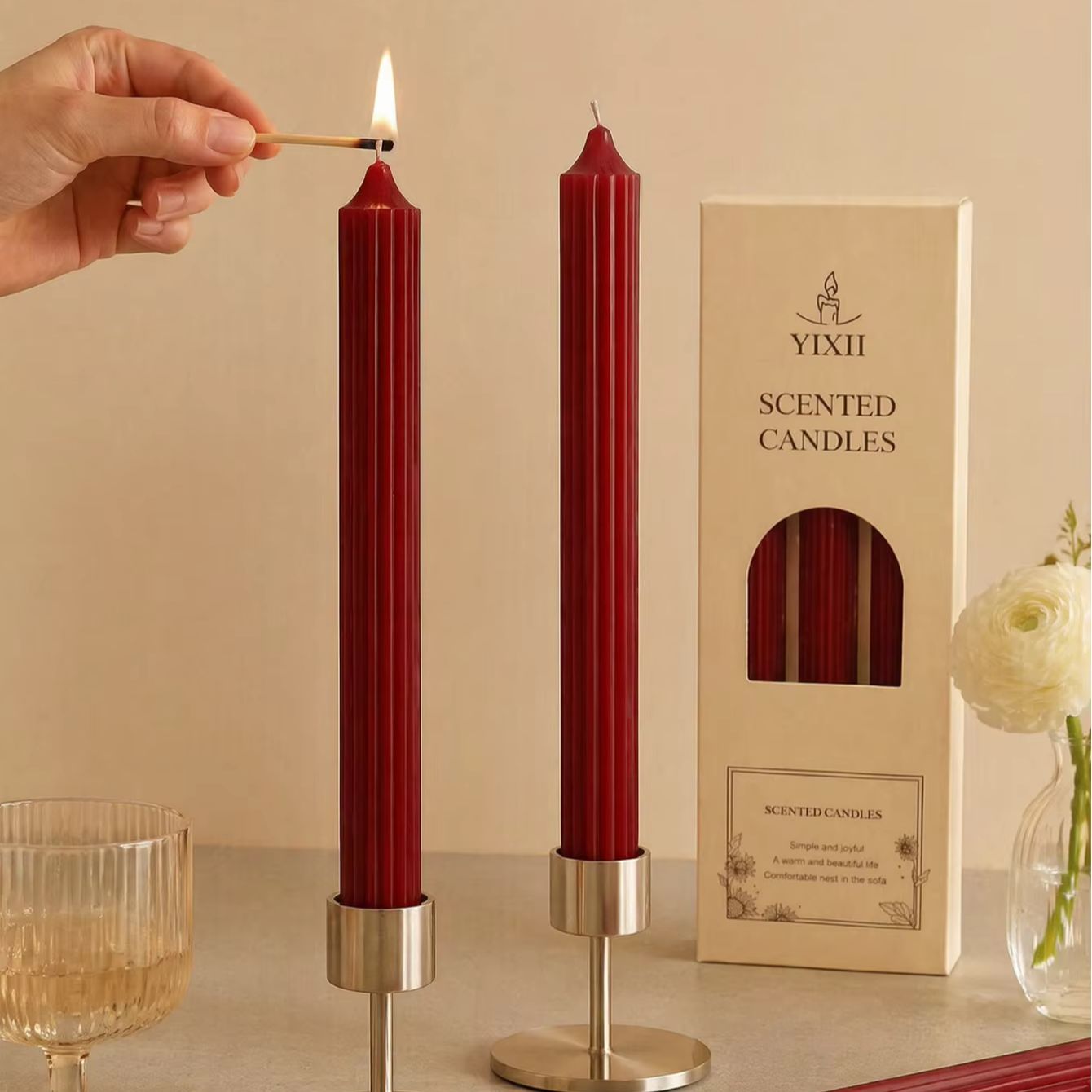 4pcs Set Lilin Aromaterapi War - Home Fragrance Red Wine ulasan dan harga