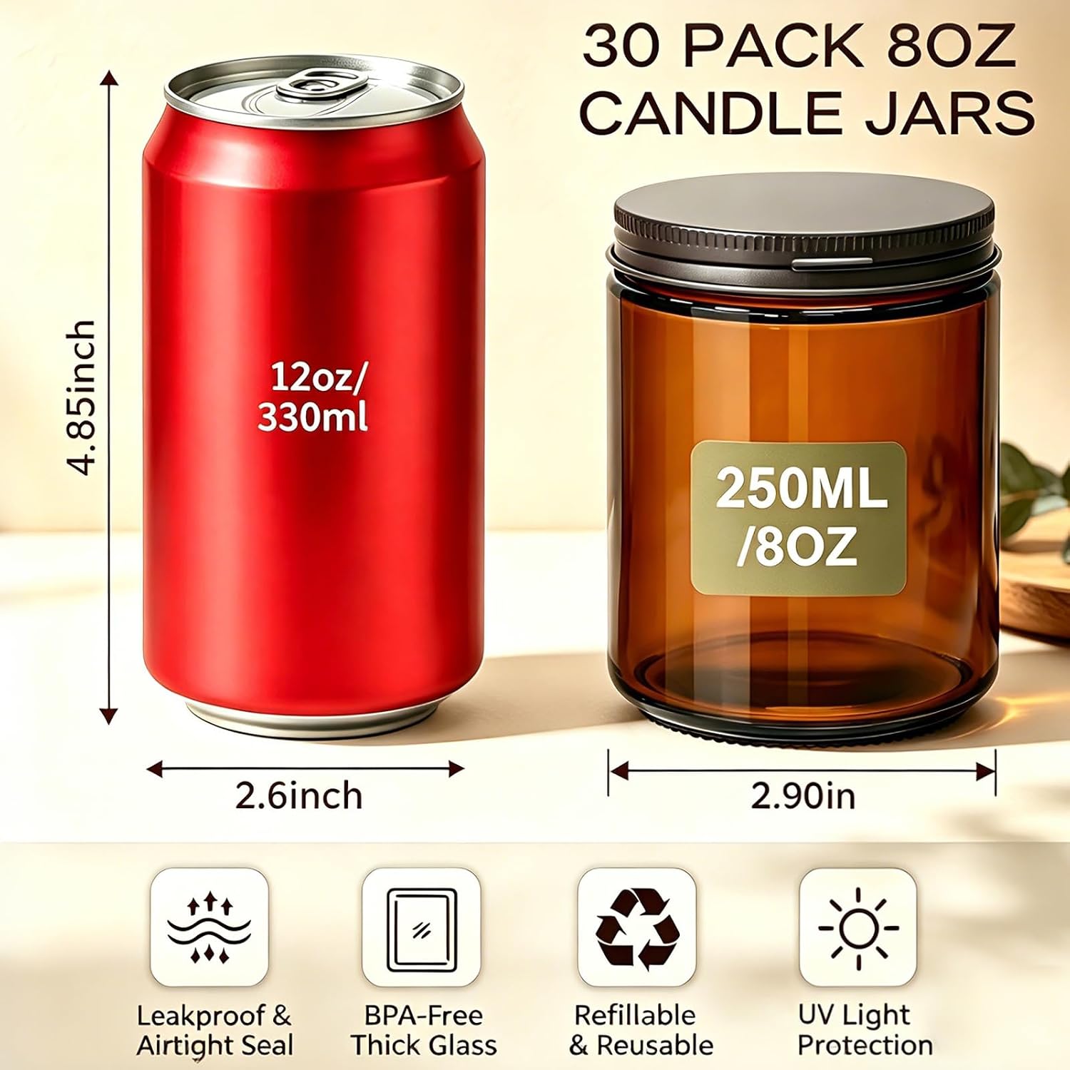 30 Paket Stoples Kaca Amber 8o - Amber Jar Candle ulasan dan harga